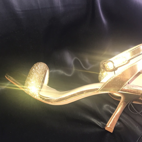 Vince Camuto | gold rhinestone bling open toe ankle strap heel - Picture 6 of 6